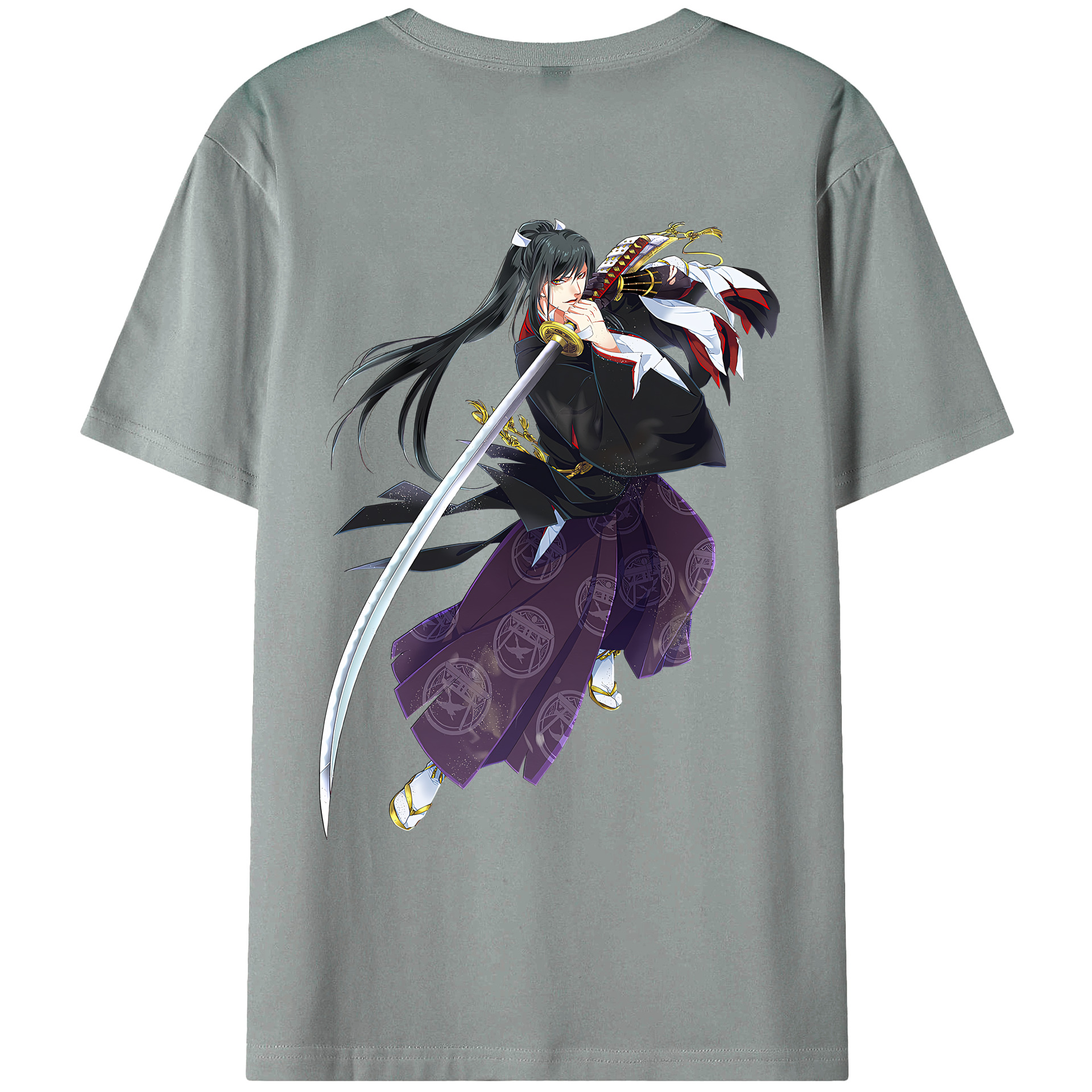 （画像用） 刀剣乱舞 Touken Ranbu 綿100％ メンズ半袖Tシャツ（バックプリント） 通気性